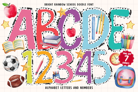 Download Bright Rainbow School Doodle - School Collection