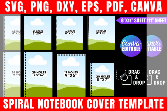 Download Spiral Notebook Cover Template Bundle - Book Collection
