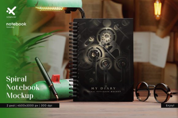Download Spiral Notebook Mockup - Book Collection