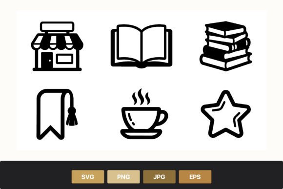 Download Book Coffee Store Icons Set - Book Collection