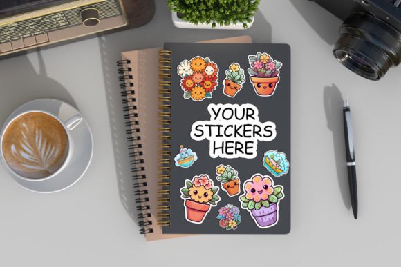 Download Spiral Notebook Stickers Mockup - Book Collection
