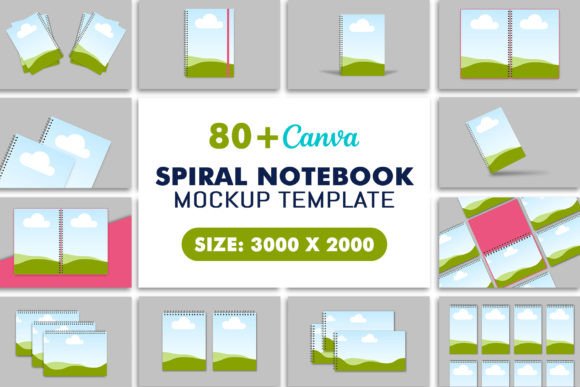 Download Spiral Notebook Canva Mockup Templates - Book Collection
