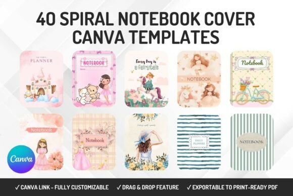 Download 40 Spiral Notebook Cover Canva Templates - Book Collection